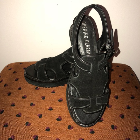 Opening Ceremony Tati Wedge Leather Sandals - Picture 5 of 6